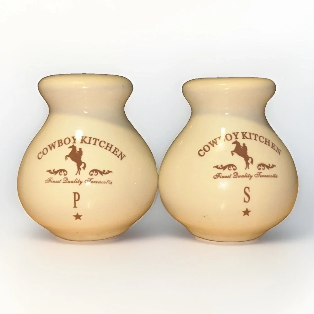 Cowboy Kitchen Finest Quality Terracotta Vintage‎ Salt And Pepper Shakers